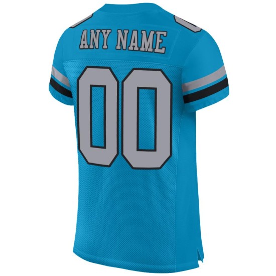 Maglia da football Panther Mesh personalizzata, autentica, blu chiaro, grigio-nera Maglia da football Panther Mesh personalizzata, autentica, blu chiaro, grigio-nera