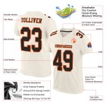 Maglia da calcio a rete nera e arancione color crema, autentica e personalizzata Maglia da calcio a rete nera e arancione color crema, autentica e personalizzata