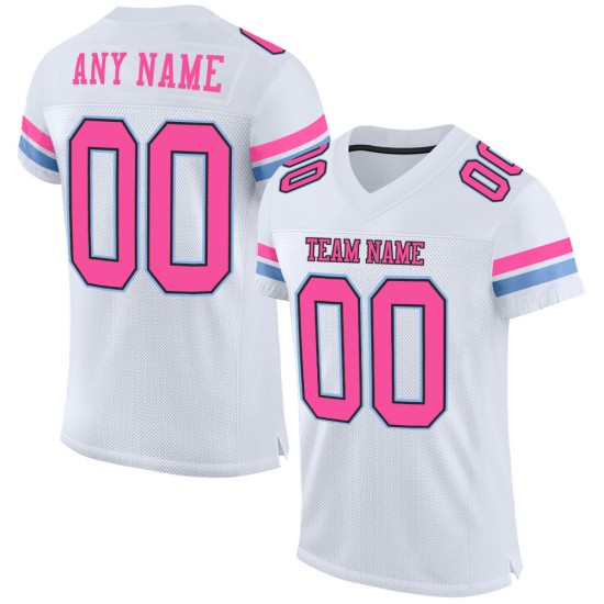 Maglia da calcio nera e bianca personalizzata, blu, autentica, rosa Maglia da calcio nera e bianca personalizzata, blu, autentica, rosa