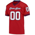 Maglia da football personalizzata in maglia autentica rossa retrò, bianca e blu navy Maglia da football personalizzata in maglia autentica rossa retrò, bianca e blu navy