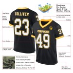 Maglia da football personalizzata in maglia bianca e oro, retrò, nera, autentica Maglia da football personalizzata in maglia bianca e oro, retrò, nera, autentica