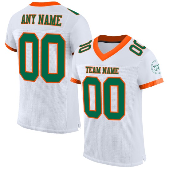 Maglia da football Kelly autentica personalizzata, bianca, verde-arancione Maglia da football Kelly autentica personalizzata, bianca, verde-arancione
