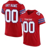 Maglia da calcio autentica bianca-blu in mesh rossa personalizzata