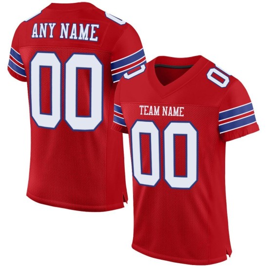 Maglia da calcio autentica bianca-blu in mesh rossa personalizzata