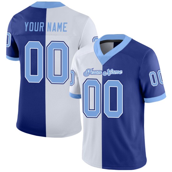 Maglia da calcio leggera personalizzata in rete blu reale e bianca, moda divisa Maglia da calcio leggera personalizzata in rete blu reale e bianca, moda divisa