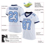 Maglia da football personalizzata bianca leggera a rete blu navy autentica Maglia da football personalizzata bianca leggera a rete blu navy autentica