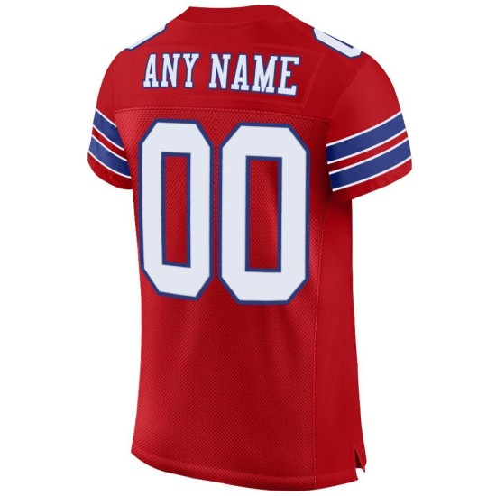 Maglia da calcio autentica bianca-blu in mesh rossa personalizzata