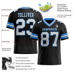 Maglia da football autentica blu in maglia bianca e nera personalizzata Maglia da football autentica blu in maglia bianca e nera personalizzata