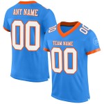 Maglia da football autentica personalizzata Blue Powder, maglia bianca e arancione