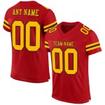Maglia da football personalizzata in maglia rossa autentica oro-nera Maglia da football personalizzata in maglia rossa autentica oro-nera