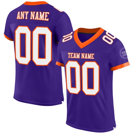 Maglia da calcio autentica personalizzata in maglia viola-arancione bianca Maglia da calcio autentica personalizzata in maglia viola-arancione bianca