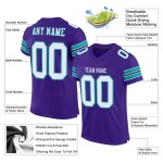 Maglia da football autentica personalizzata viola, maglia da football bianco-acqua Maglia da football autentica personalizzata viola, maglia da football bianco-acqua