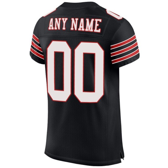 Maglia da football autentica personalizzata bianco-scarlatto in rete nera Maglia da football autentica personalizzata bianco-scarlatto in rete nera