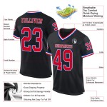 Maglia da football autentica personalizzata nera, rossa e blu navy, stile retrò Maglia da football autentica personalizzata nera, rossa e blu navy, stile retrò