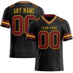 Maglia da calcio personalizzata autentica bordeaux-oro in maglia nera Maglia da calcio personalizzata autentica bordeaux-oro in maglia nera