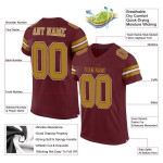Maglia autentica bordeaux oro-bianca da football americano vintage personalizzata Maglia autentica bordeaux oro-bianca da football americano vintage personalizzata