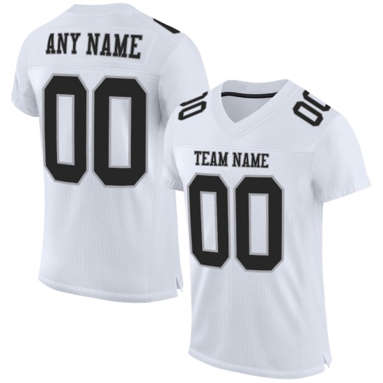 Maglia da calcio personalizzata in rete bianca, nera e grigia, autentica Maglia da calcio personalizzata in rete bianca, nera e grigia, autentica